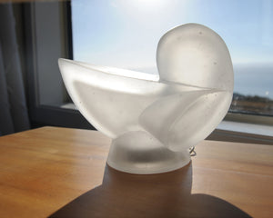 Abstract cast glass sculpture table lamp with internal light by Stephen Williams.