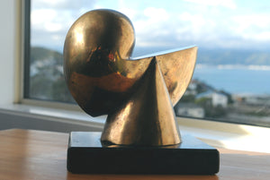 Abstract bronze sculpture by Stephen Williams.