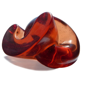 Abstract polished cast glass sculpture of red blood cells for sale by Stephen Williams.
