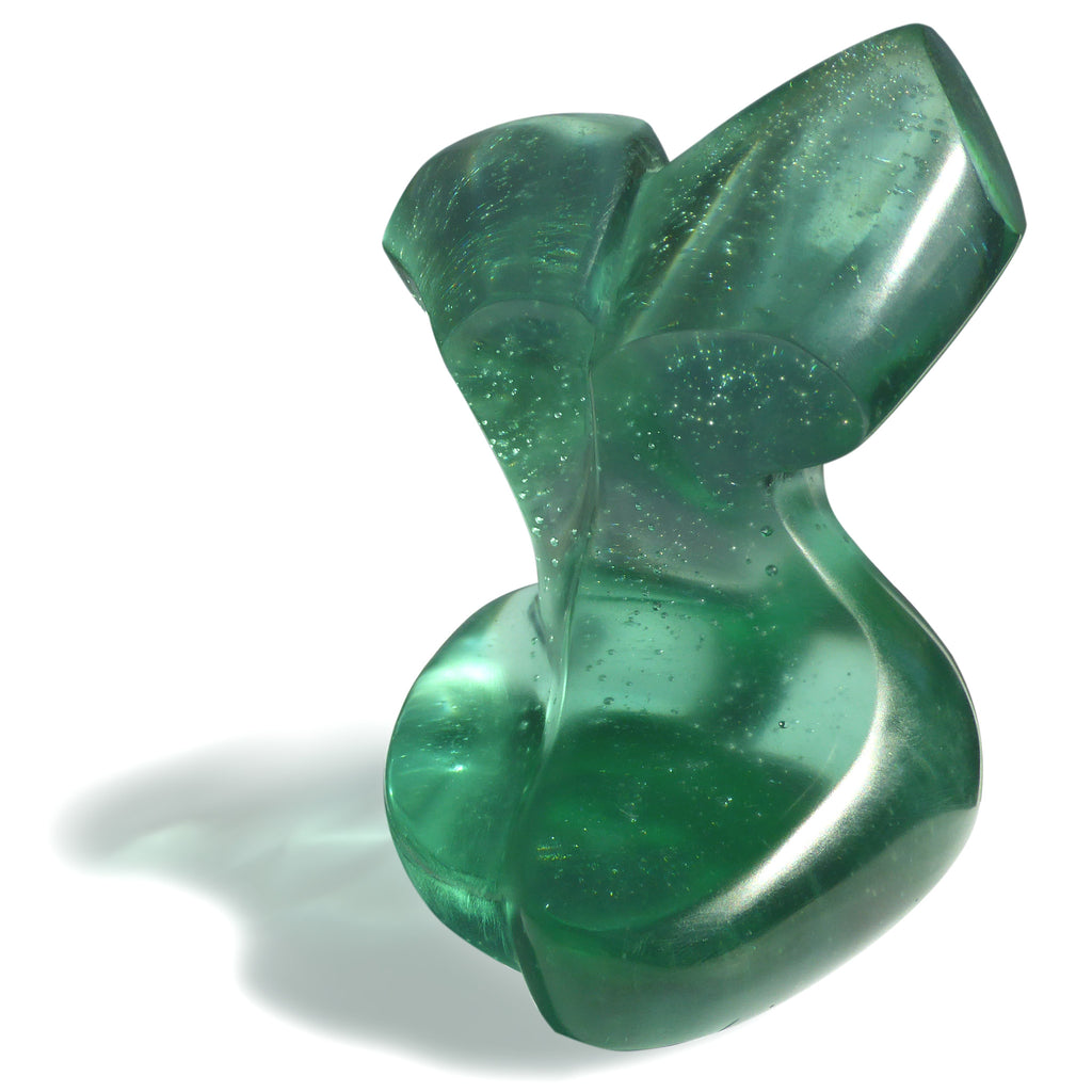 Abstract female figurative cast glass sculpture by Stephen Williams.