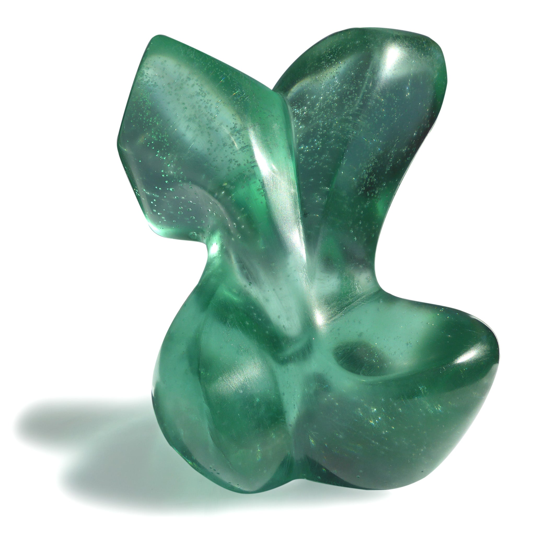 Abstract female figurative cast glass sculpture for sale by Stephen Williams.